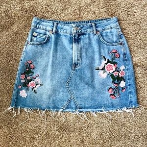 Topshop Moto Floral Embroidered Mini Skirt.